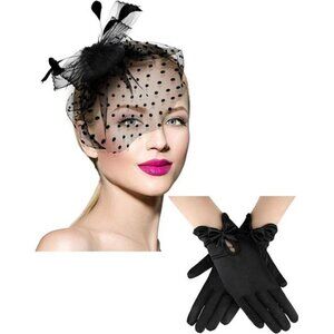 50s Fascinator Hat for Women Funeral Veil Hat Pillbox Cocktail Tea Party
